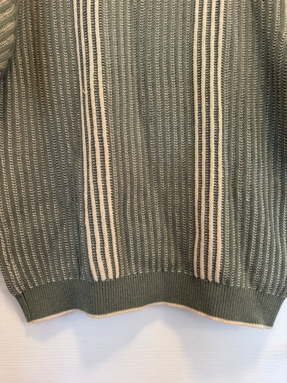 Todd Snyder Olive Green Knit Polo with Cream Stripes - Picture 7 of 8